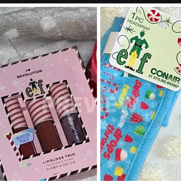elf™🎄🎅🏻Candy Cane Forest Lip Gloss Trio x Buddy the Elf Spa Headwrap - Picture 1 of 9